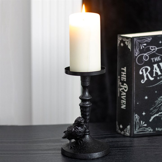 Mystic Raven Pillar Candle Holder, image 1 of 5