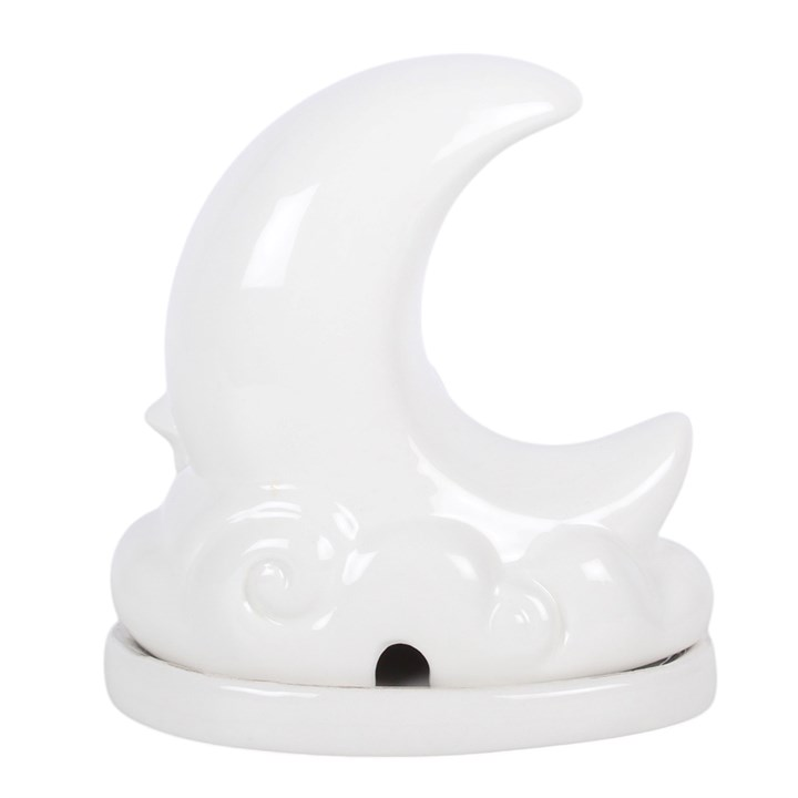 White Pastel Skies Moon Incense Cone Holder, image 5 of 6