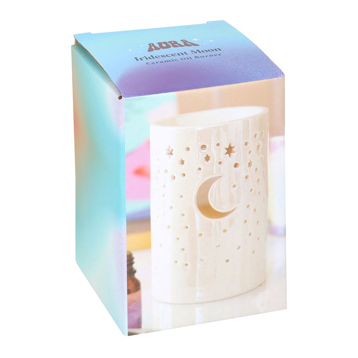 Iridescent White Moon Pillar Oil Burner, image 5 of 6