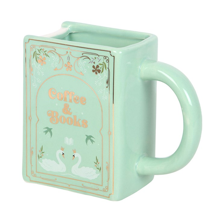 Coffee and Books Green Book Shaped Mug, image 5 of 6