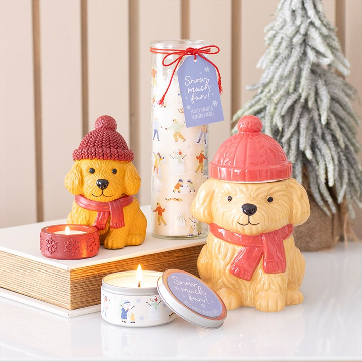 Snow Much Fun Print Frosty Vanilla Tube Candle, image 6 of 6