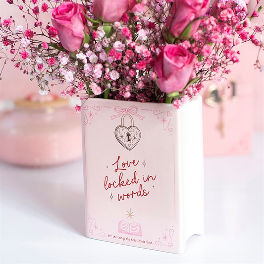 Love Locked in Words Book Shaped Vase, image 1 of 6