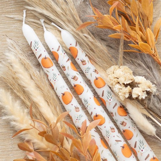 Set of 3 Pumpkin Taper Candles, image 1 of 4