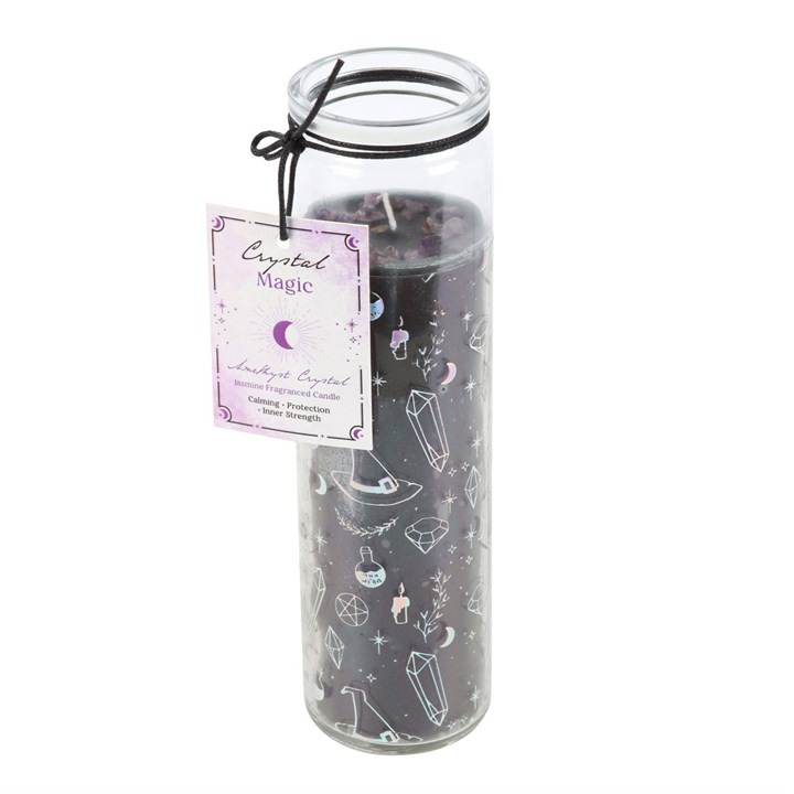 Crystal Witch Jasmine Tube Candle with Amethyst Chips, image 2 of 6