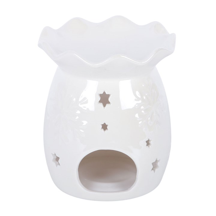 Iridescent White Snowflake Oil Burner and Wax Warmer, image 5 of 6
