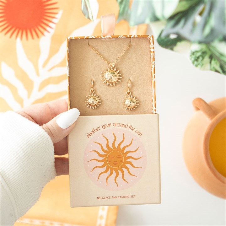 Sun Earring and Necklace Set, image 1 of 5