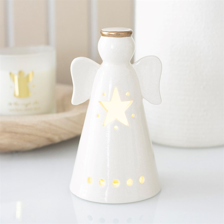 Small LED Light Up Angel Decoration with Star, image 2 of 6