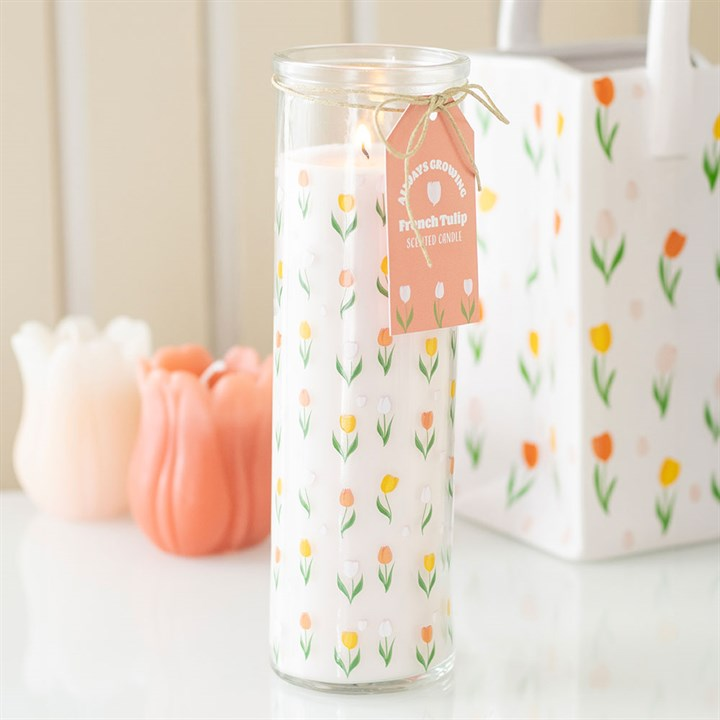 Tulip Print French Tulip Tube Candle, image 1 of 5