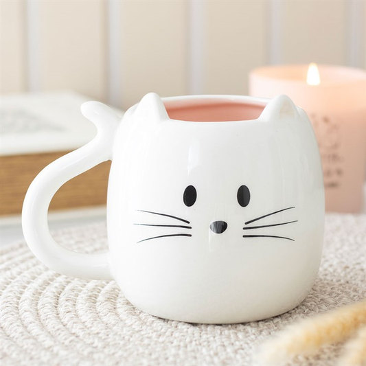 White Cat Shaped Mug, image 1 of 4