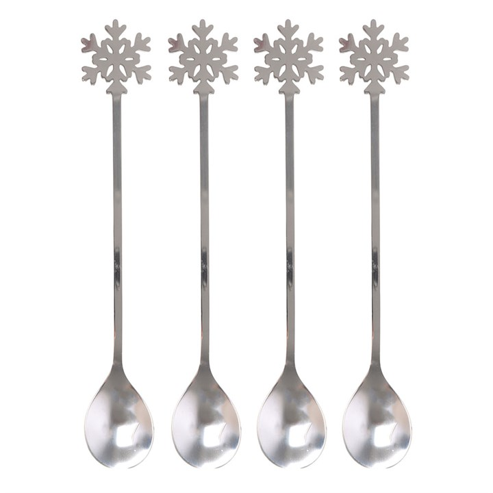 Set of 4 Metal Snowflake Spoons, image 4 of 5