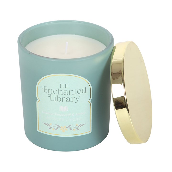 The Enchanted Library Leather, Patchouli & Amber Candle, image 3 of 5