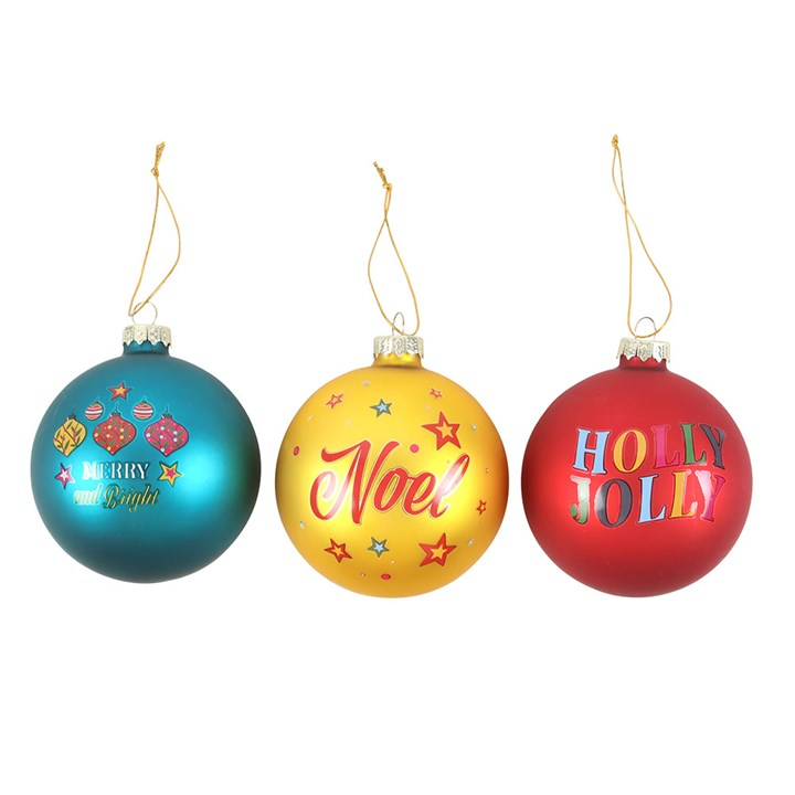 Set of 3 Nostalgic Christmas Glass Baubles, image 2 of 3
