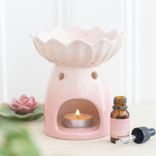 Pink Water Lily Oil Burner and Wax Warmer, image 1 of 5
