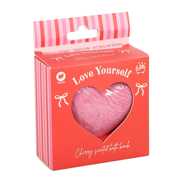 Love Yourself Heart-Shaped Cherry Bath Bomb, image 2 of 4