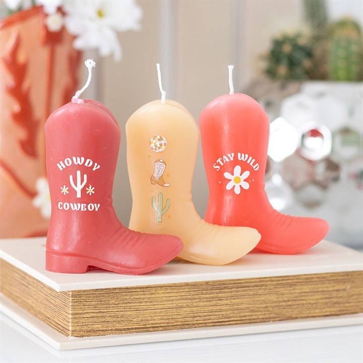 Set of 3 Cowboy Boot Candles, image 1 of 4