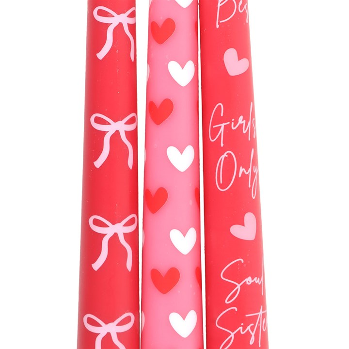 Set of 3 Girl Gang Bow and Heart Taper Candles, image 5 of 5
