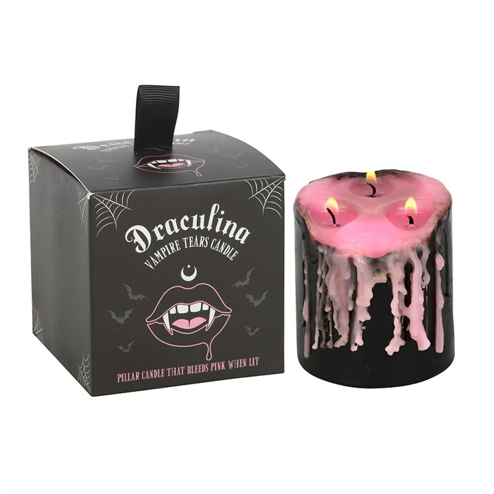 Small Pink Vampire Tears Pillar Candle, image 2 of 4
