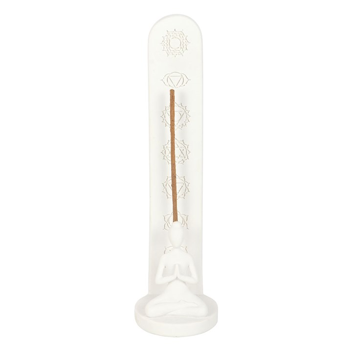 White Chakra and Yoga Pose Incense Stick Holder, image 2 of 6