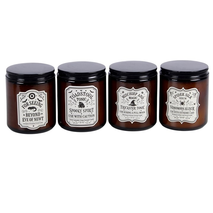 Set of 4 Witch's Apothecary Amber Jar Candles, image 2 of 4
