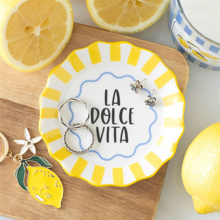 Yellow Striped La Dolce Vita Trinket Dish, image 2 of 6