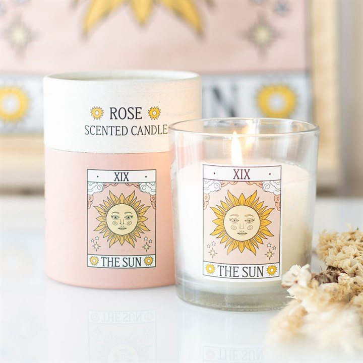The Sun Vintage Tarot Rose Candle, image 1 of 4