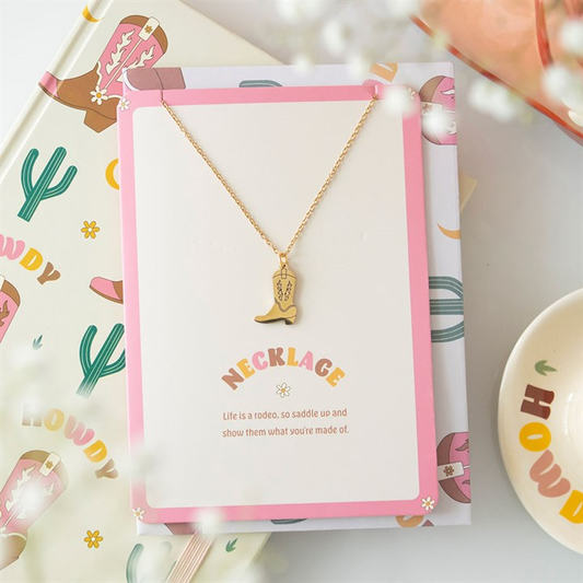 Cowboy Boot Necklace on Greeting Card, image 1 of 6
