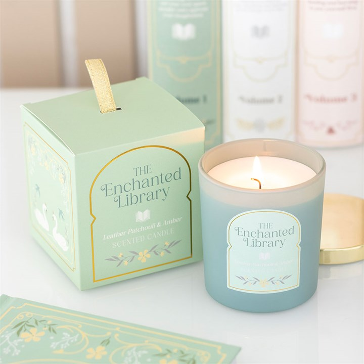 The Enchanted Library Leather, Patchouli & Amber Candle, image 1 of 5