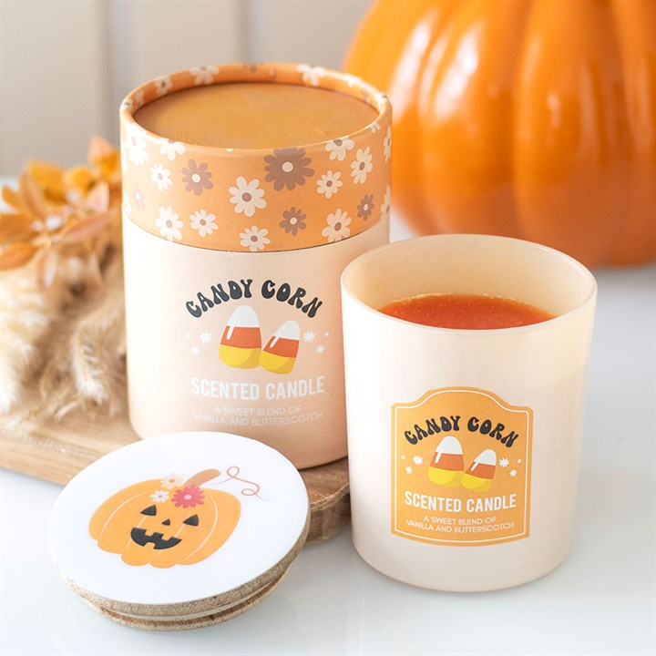 Candy Corn Vanilla and Butterscotch Candle, image 1 of 3