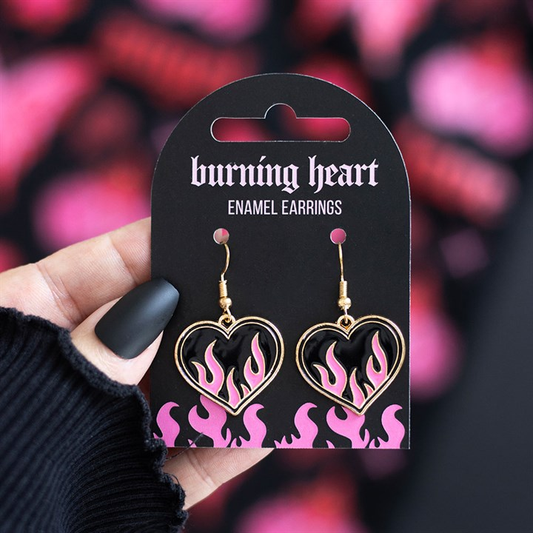 Burning Heart Earrings, image 1 of 6