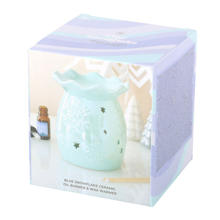 Iridescent Blue Snowflake Oil Burner and Wax Warmer, image 6 of 7
