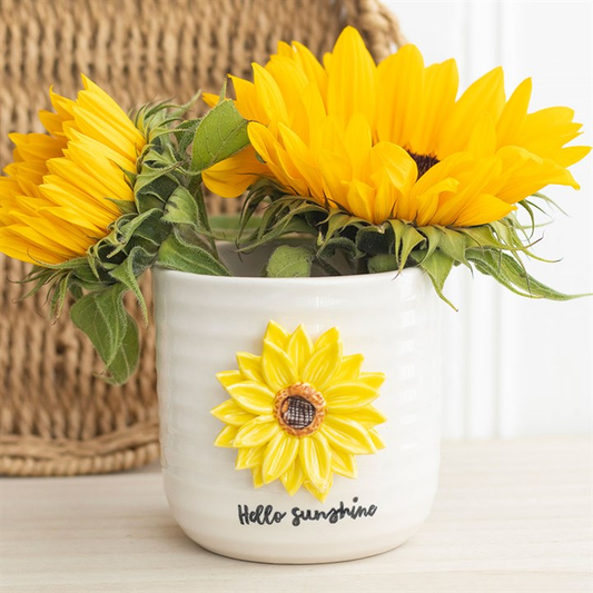 Hello Sunshine Plant Pot with 3D Sunflower, image 1 of 6