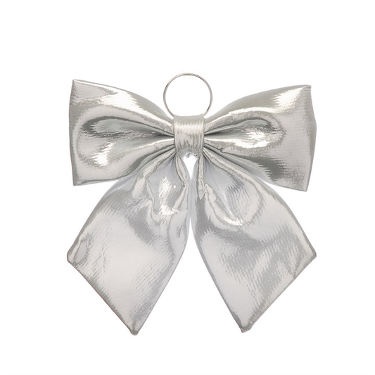 34cm Silver Metallic Fabric Bow