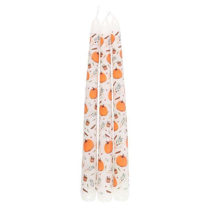 Set of 3 Pumpkin Taper Candles, image 3 of 4