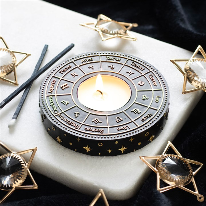 Astrology Wheel Tealight Candle Holder, image 1 of 4