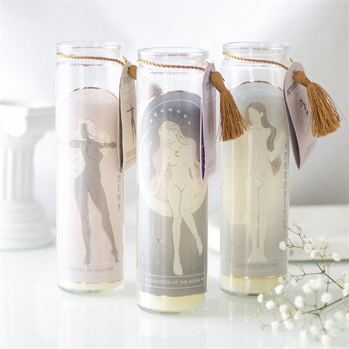 Athena Goddess Tube Candle with Clear Quartz Crystals, image 5 of 5