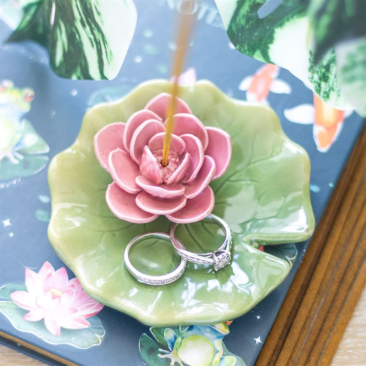 Lily Pad Trinket Dish and Incense Stick Holder, image 1 of 5