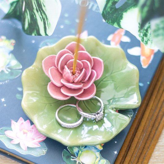 Lily Pad Trinket Dish and Incense Stick Holder, image 1 of 5