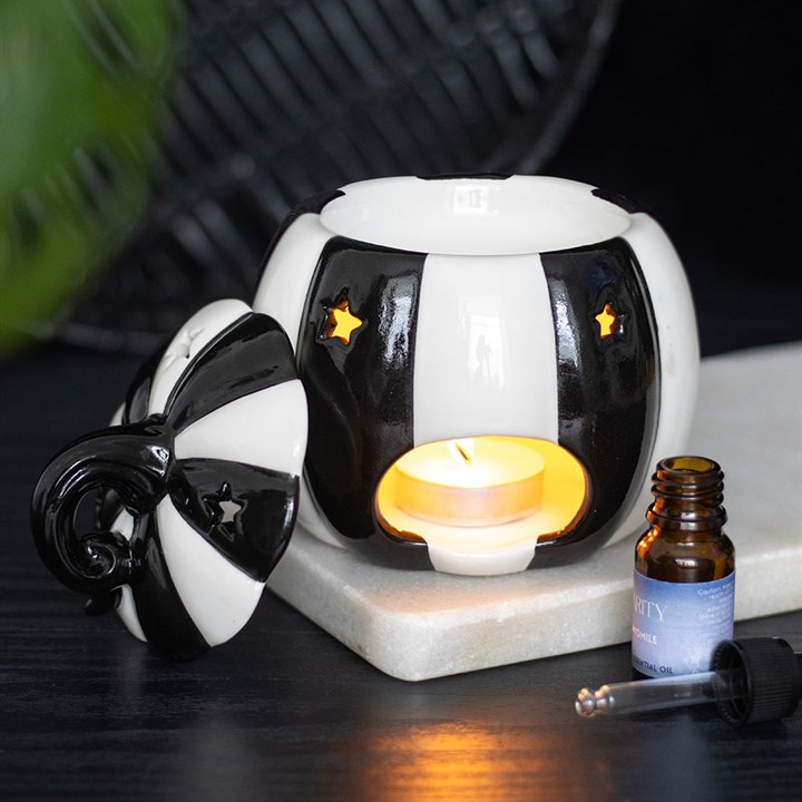 Black and White Striped Pumpkin Oil Burner, image 2 of 6