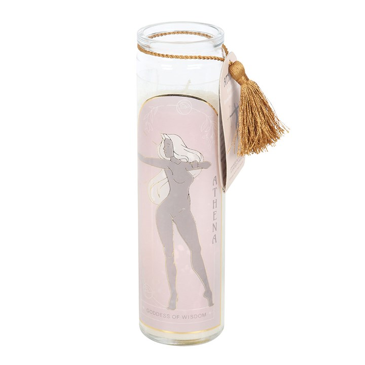 Athena Goddess Tube Candle with Clear Quartz Crystals, image 2 of 5