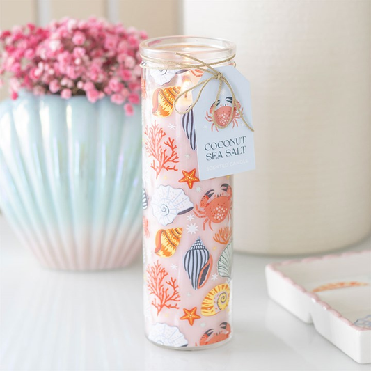 Pastel Shell Print Coconut & Sea Salt Tube Candle, image 1 of 5