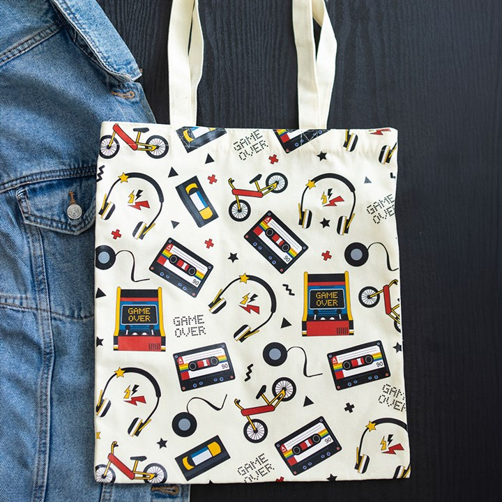 Retro 80s Print Polycotton Tote Bag, image 1 of 4