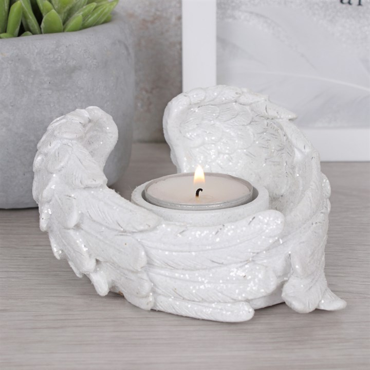 Glitter Angel Wing Candle Holder, image 3 of 3
