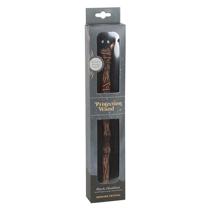 Protection Black Obsidian Crystal  Wand with Pouch, image 2 of 5
