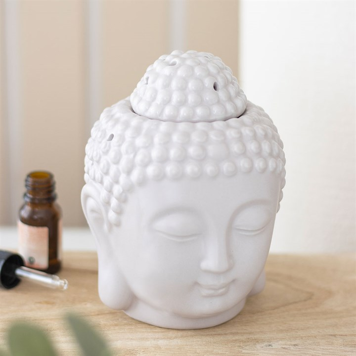 Small Grey Buddha Head Oil Burner, image 1 of 6