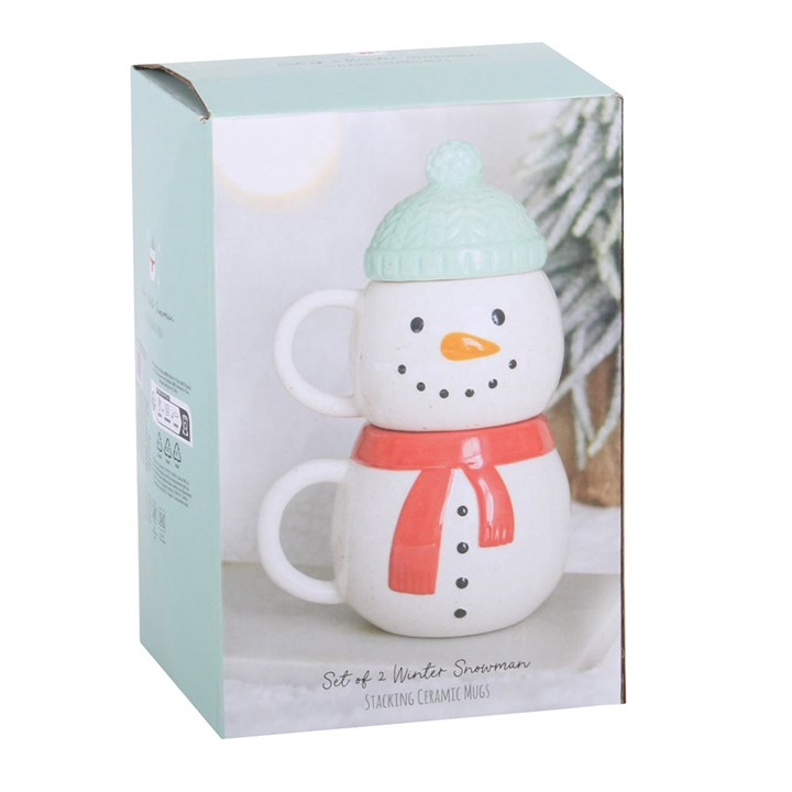 Set of 2 Winter Snowman Stacking Mugs, image 6 of 7
