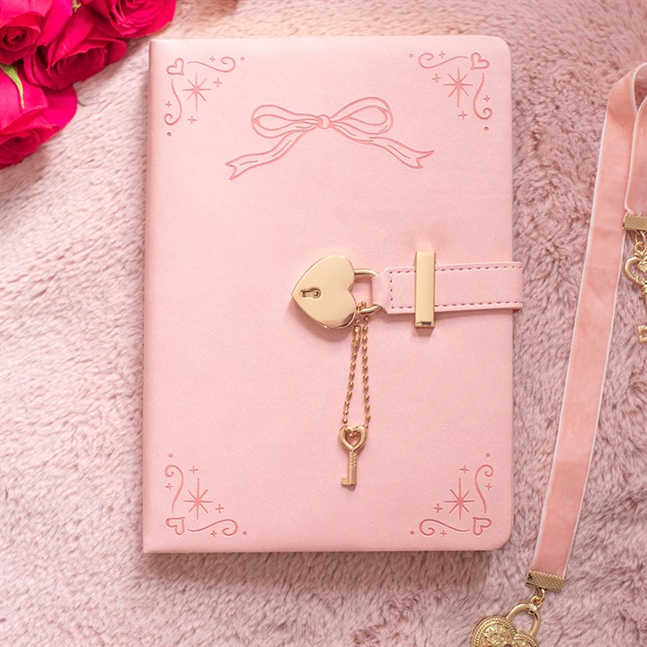 Pink Faux Leather A5 Diary with Lock, image 1 of 5