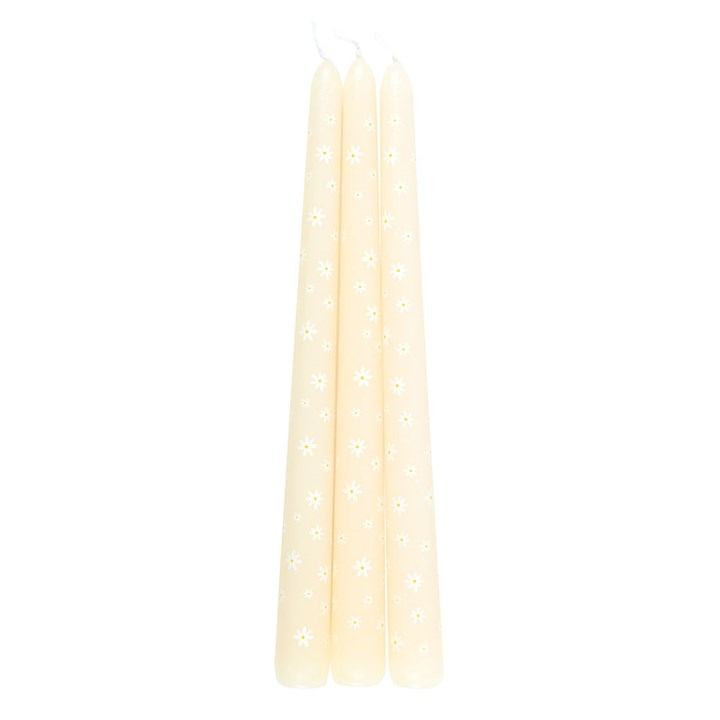 Set of 3 Carrot Patch Daisy Taper Candles, image 4 of 6