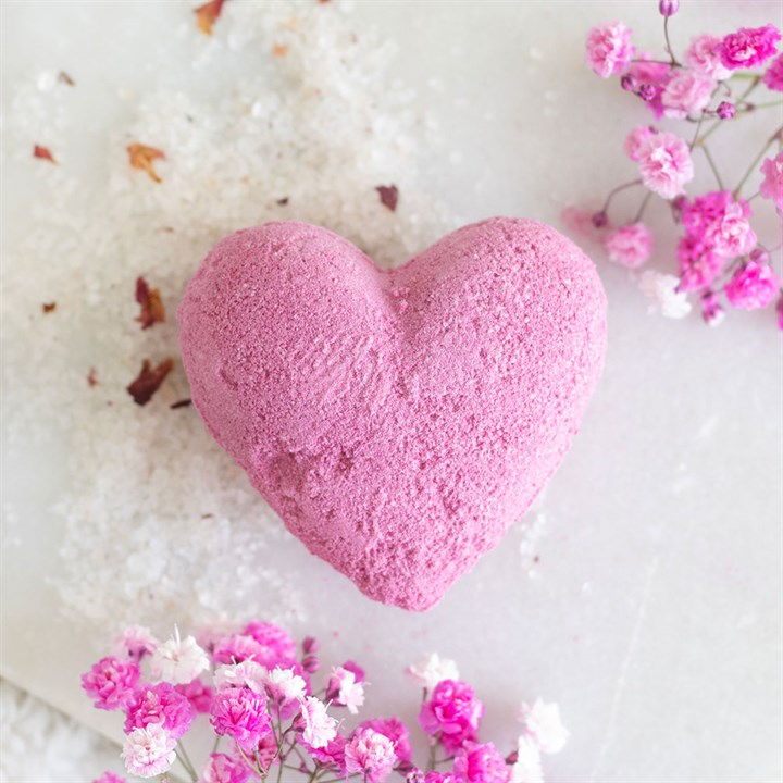 Love Yourself Heart-Shaped Cherry Bath Bomb, image 1 of 4