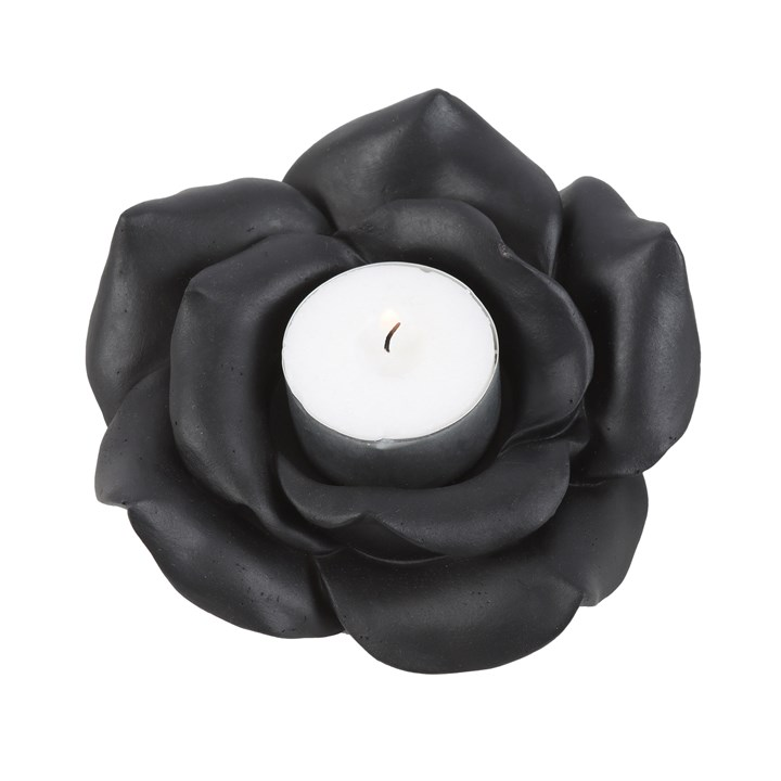 Black Rose Resin Tealight Candle Holder, image 1 of 6
