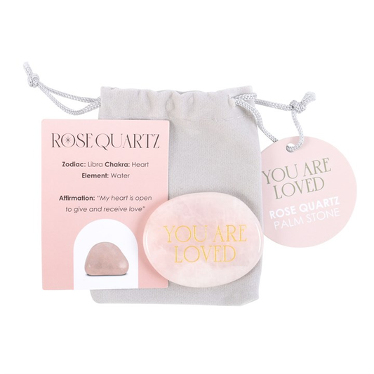 You Are Loved Rose Quartz Crystal Palm Stone, image 1 of 6
